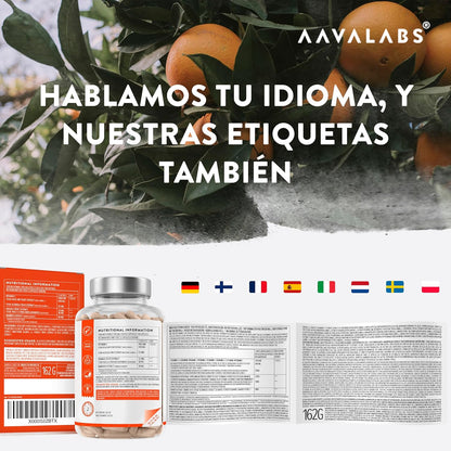 Vitamina C 1000 Mg - Vitamina C Natural - Con Flavonoides De Fruta Cítrica Y Acerola - Por Dosis Diaria (2 Cápsulas) - 180 Cápsulas De Vitamina C Pura Altamente Concentrada- Vegano Y Sin Gluten